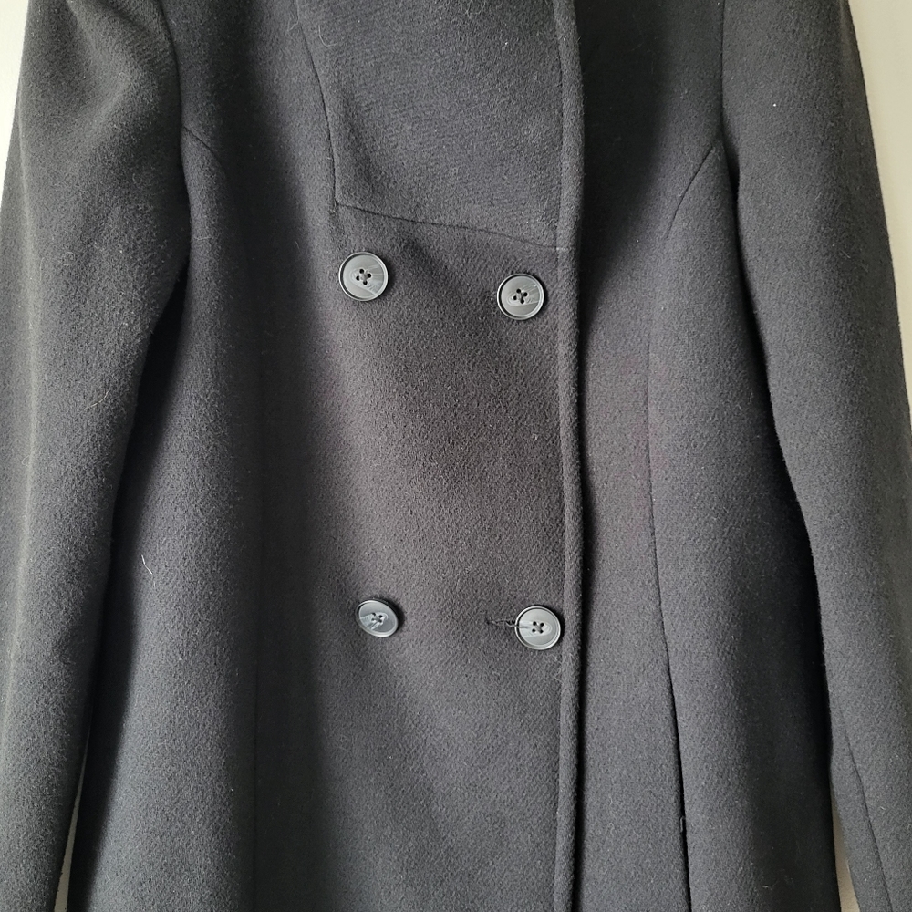 Vera Moda Black Wool Blend Funnel Neck Coat - Picture 6 of 10